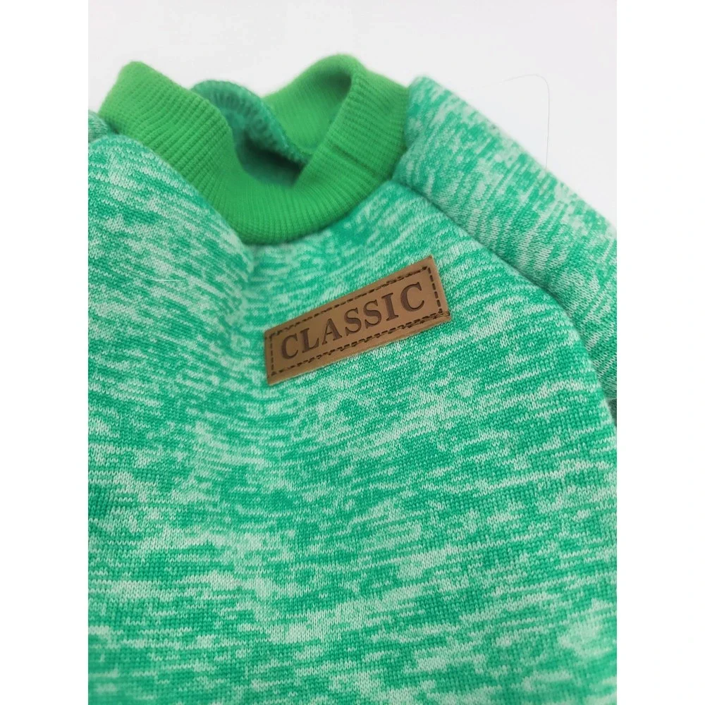 Classic Green Marl Fleece‎ Lined Dog Sweater Small Pullover Pet appersl Coat